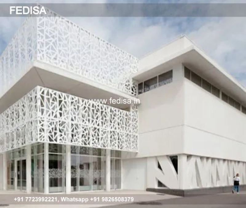 Grc Jali Front Entrance Ideas Richard Meier Villa House Interior Design Ideas